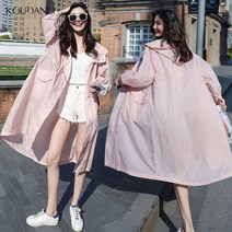 tagi 여자 오버핏 롱 트렌치코트 자외선 차단 경량 후드집업 데일리