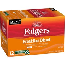 Folgers Breakfast Blend 마일드 로스트 커피 큐리그 K-컵 캡슐 72개, 12 Count (Pack of 6)_Black Sil