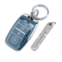 키에티 더뉴쏘렌토 더뉴K7 기아 모닝 레이 실버라인 키케이스 + 분실방지 큐빅번호판, 기아 A타입/4버튼, 그레이 실버라인