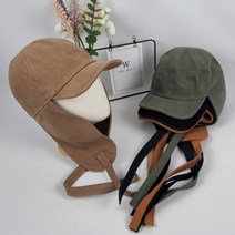 와이앤와이 코튼 와이어 롱이어 트루퍼햇 벨크로 무지 귀달이 사계절 남녀공용 군밤모자