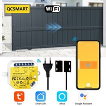 전원주택자동대문모터 스윙형 도어자동개폐기 Tuya WiFi 슬라이딩 게이트 차고 오프너 컨트롤러 스위치 Smart Life 원격 음성 제어 Alexa Google Home, EU 플러그