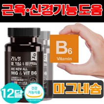 마그네슘 비타민B6 영양제 운동 헬스 신경 근육 기능유지 도움 성장기 청소년 비타민 b 비 미국 필수 수유부 임산부 여성 남성 여자 남자 10 30 40 50 60 대 눈떨림, 60캡슐x6개