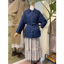 써스데이아일랜드 데님 하트 퀄팅 점퍼(T216MJP135W)
