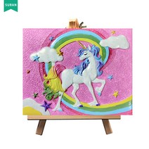 수란 3D 부조 DIY 명화 세트, 21.5*17cm+선물함+안료+화필x2+지지대, 유니콘
