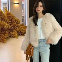 FANSYLI 인조밍크 코트 인조퍼 코트 여성자켓 가을 겨울 숏 코트 L9S011