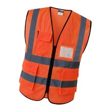 안전조끼 주머니 있는 반사 안전 조끼 엔지니어 건설 장비, 04 Orange S