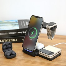 코드나인 4 IN 1 무선 초고속 충전기, 블랙, 1개