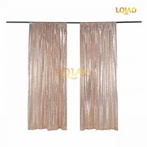 2 패널 피트 x 8 실버 쉬머 스팽글 패브릭 사진 부스 배경 커튼 웨딩 파티 장식, 2pc 2x12ft-60x360cm, Shiny Champagne Gold