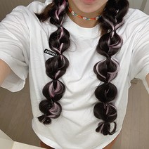 시나몬걸 땋은 양갈래 헤어피스 2p 세트 솜브레 부분 가발, B-솜브레실버