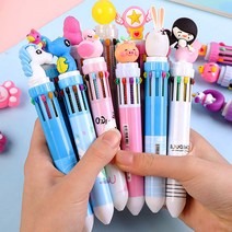 10색 멀티펜 귀여운 캐릭터 볼펜 여러색 다색 펜, 유니콘헤드 (03-350D)