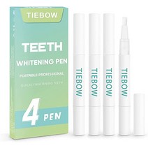 TIEBOW Teeth Whitening Pen 4x3ml Teeth Whitening Gel 40＋ Uses Effective＆ No Sensitivity Travel-Friendly Beautiful White Smile 35％ Carbamide Peroxide