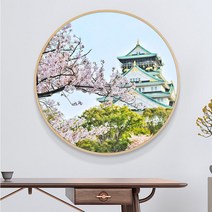 일본 후지산 풍경 라운드 액자포함 벽화 벽그림 일식 23종 인테리어, FS-006_우드_지름40cm