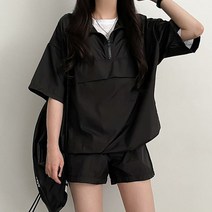 여성 아노락트레이닝세트 반팔 반바지 반집업