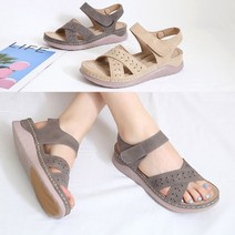 런슈즈 크로스 펀칭 스트랩 여성 웨지 쿠션샌들 4cm