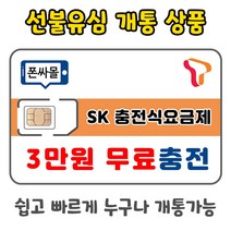 폰싸몰 SK충전식요금제 유심만개통 3만원 무료충전 선불폰 선불유심, 1개, 충전식 유심만 개통 /카톡 본인확인연락주셔야 배송됩니다