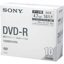 SONY 소니 데이터의 DVD-R4.7GB1-16X 속도 1 시트 x 10 (5 mm) IJP 호환 EMC-10DMR47HPA, 상품명참조