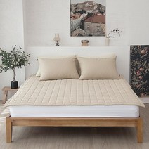 천솜이 [천솜이] 비앙카 피그먼트워싱 목화솜 초고밀도100수 순면침대패드(D/Q 150*200), 퀸/오트밀, 오트밀