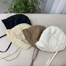누빔 패딩 귀달이 끈모자