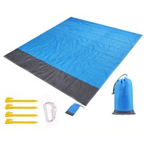 텐트모래주머니 캠핑 천막 캐노피 고정 모래주머니 200x210cm 포켓 피크닉 방수 비치 매트 모래 담요 야외 텐트 접이식 커버 침구, [02] 200x210cm, [03] Blue