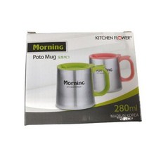 이중 패킹 보온보냉 스텐 휴대용 실리콘 머그컵 280ml, 이중 패킹 보온보냉 스텐 휴대용 실리콘 머