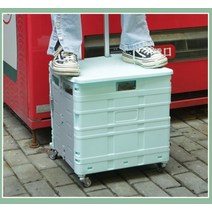 택배 카트 접이식 트레일러 장보기 카트, 레이크 블루 (커버 보내려면 추가 구매), 신형 4륜 범용 휠 50L 중형*1+ 75L대형*1