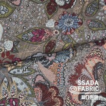 [싸다원단] 코튼레이온 브라운 빅플라워원단 봄 여름 원단 [CO459]