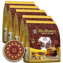 미국직구 (5팩-클래식)올드타운(3in1)클래식 화이트 커피 아시아 인스턴트 커피 러버 패키지 친환경 코르크 코스터 커피 러버 패키지 올드타운 화이트 커피 75팩, 상세참조, 수량