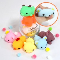 프리미엄 애니멀 말랑이 주물럭 찐득이 끈끈이 심쿵란 푸시팝 모찌 스퀴시, 랜덤