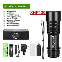 고출력 집어등 휴대용 야간 수중 낚시 라이트 800m 다이빙 손전등 9000LM XHP120 전문 스쿠버 토치 IPX8 방수 다이브 26650 배터리, e-26650-박스, 백색광, 3가지 모드