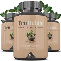 Truheight 강력한 캡슐 포뮬러 뼈 발달을 위한 필수 영양소 케토 인도 인삼 Ashwaganda 앰프 나노미터 칼슘 10세 이상용 60정 x 3팩, 3개
