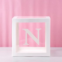투명 상자 베이비 샤워 장식 풍선 웨딩 이벤트 파티 용품 세례식 해피 첫 번째 생일, 14 Alphabet Box N_01 25 cm Box