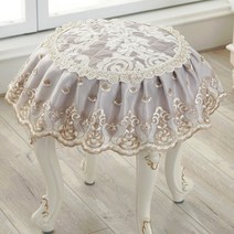 엔틱 화장대 원형 의자 스툴 덮개 커버 패브릭 레이스 매트 패드 인테리어 장식, 30cm  + 셰닐 라이트 카프
