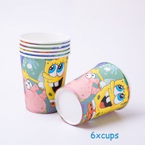 Rong스폰지 밥 만화 파티 용품 Foi 풍선 플레이트 파티 Kidsroom 장식 아이 선물 스티커 생일 파티 아기 목욕 저녁 식사, cup, 4308