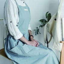 모던 원피스 앞치마 어린이집 4가지 타입 유치원 학교 공방 커피숍 바리스타, D타입_블루