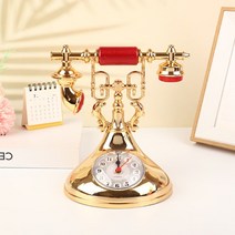 레트로 전화 모델 알람 시계 타임키퍼 데스크탑 장식 홈 룸 침대 옆 테이블, 3.Gold