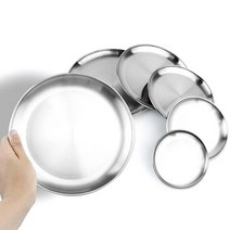 스텐 원형 접시 개인 앞접시 야외취사 휴가지 밥그릇, 1개, 20cm