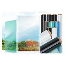 밖에서 안보이는 필름 유리 아파트 단열 접착식 보온재 창문 결로 습기 방지 냉열 차단 방열, 반투명 창문필름 오션블루, 10M