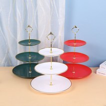 에프터눈티 플레이팅 2단 3단 트레이 디저트 케이크 접시 푸드 북유럽풍 파티, F