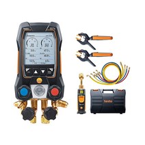 Testo 557s 키트 I 앱 작동 디지털 매니폴드 115i 파이프 클램프 온도계 2개 HVAC 시스템용 552i 마이크론 게이지 1개 블루투스 포함 USA 미국, Vacuum Kit with 4 Hoses_Thermo
