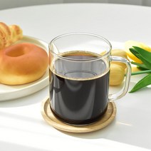 2P세트 홈카페 내열유리 커피머신 손잡이 투명 머그컵 430ml