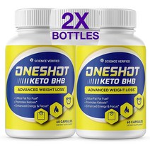 One Shot Keto Pills Keto SCIENCE VERIFIED 원 샷 케토 알약 케토 BHB 어드밴스드 포뮬러래피드 에너지 포커스 남녀용 케토 원샷 보충제, 2팩