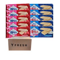 해태 웨하스 크림 50g x 5 웨하스 딸기 50g x 5 + 와이프레쉬박스, 1set