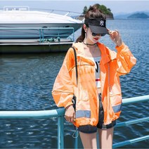 녕동 여성 캐주얼 루즈핏 후드 점퍼 바람막이 자외선 차단 점퍼 자켓 얇은 코트