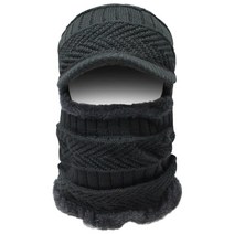 YS 방한 캡모자 넥워머 일체형 기모 융 워머 목토시 털 비니 니트 모자 겨울모자 방한모자, 그레이