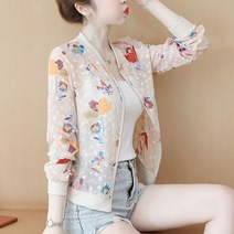 시폰긴팔 들어 갔어 의류 숙녀 여름 꽃 느슨한 야구 유니폼 짧은 코트 여성 자켓 5XL
