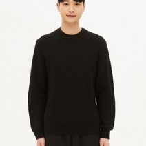 탑텐 22 FW 남자 울블렌드 라운드넥 베이직 무지 니트 BK