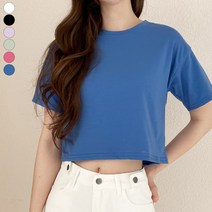 바비팩토리 여성용 반팔 무지 크롭 티셔츠 반팔티 기본티 짧은티 배꼽티 기본티 크롭티 반팔 크롭