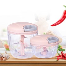 수동식재료분쇄기 마늘다지기 가정용 생강 푸쉬형, 수동 핑크 라지(900ml 용량)