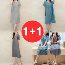 [아이우먼] 2종set J085 BZ 빅사이즈 여자 원피스 인견 패턴 린넨 마 체크 사이즈