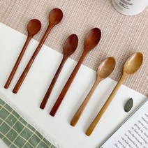 아몬드솜 나무 티스푼 커피 롱 우드 티스픈, 02. 장미목 타원 티스푼 20cm